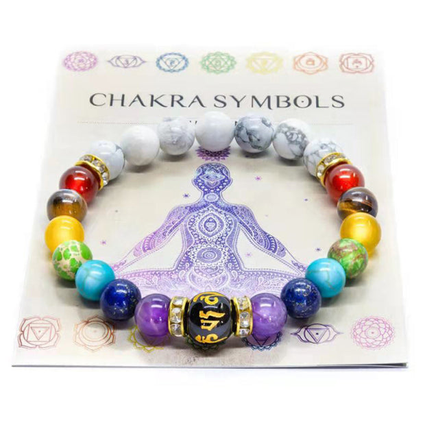 7 Chakra Bracelet with Meaning Card for Healing Anxiety in Men and Women