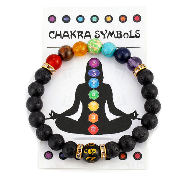 7 Chakra Bracelet with Meaning Card for Healing Anxiety in Men and Women