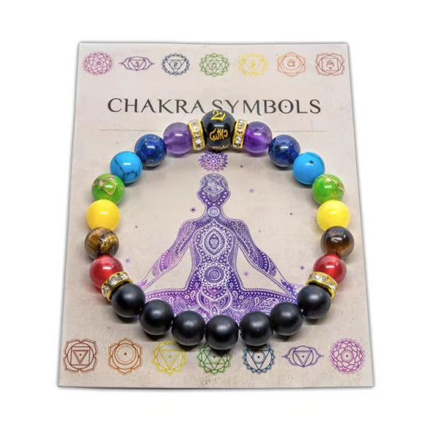 7 Chakra Bracelet with Meaning Card for Healing Anxiety in Men and Women