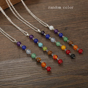 7 Chakra Ankh Yoga Pendant Charm and 3D Stone Necklace