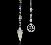 Natural Stone Cone Pendulums Crystal 3D Buddha 7 Chakras Chain