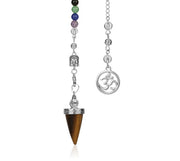 Natural Stone Cone Pendulums Crystal 3D Buddha 7 Chakras Chain