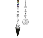 Natural Stone Cone Pendulums Crystal 3D Buddha 7 Chakras Chain