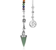 Natural Stone Cone Pendulums Crystal 3D Buddha 7 Chakras Chain