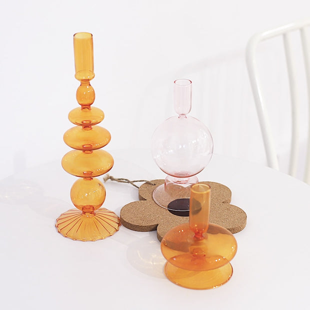 Nordic Colorful Glass Candle Holders