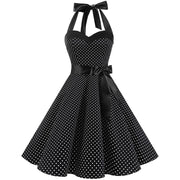 Audrey Hepburn Retro 50s Gothic Pin Up Polka Dot Vintage Halter Dress