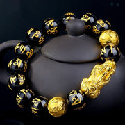 2PCS Obsidian Stone Beads Luck and Wealth Bracelet