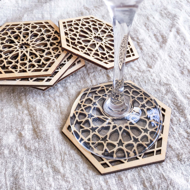 Flower Of Life Spiritual Wooden Coasters