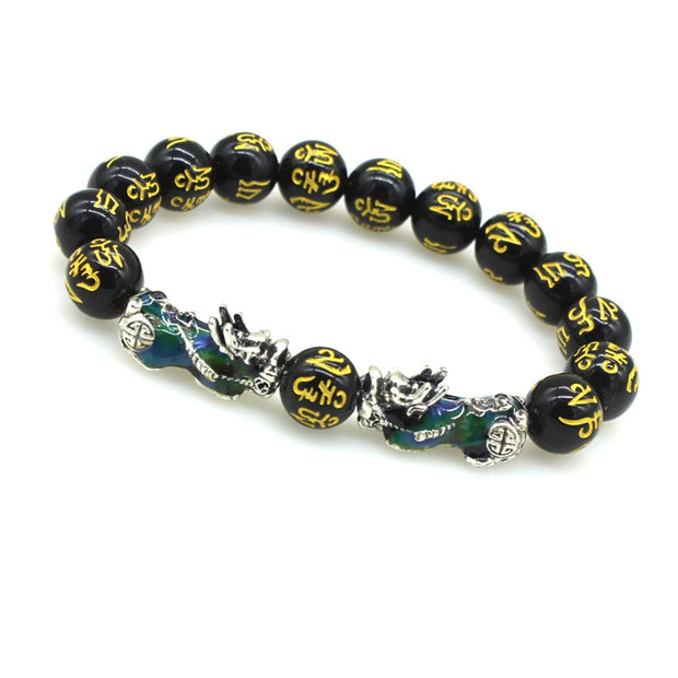 2PCS Obsidian Stone Beads Luck and Wealth Bracelet