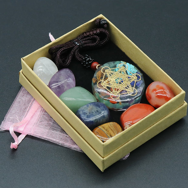 Orgone Pendant Kit w/ 7 Chakra Healing Crystals Stones