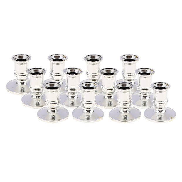 12pcs Plastic Silver Pillar Base Candle Stick  Holder