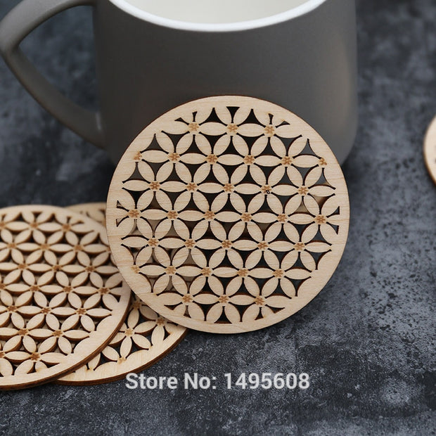 Flower Of Life Spiritual Wooden Coasters