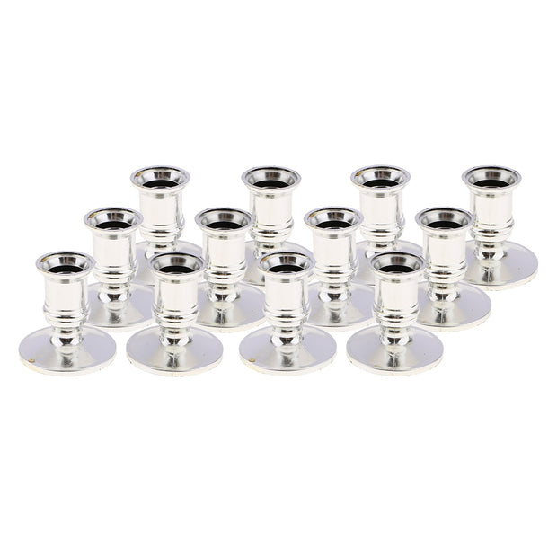 12pcs Plastic Silver Pillar Base Candle Stick  Holder