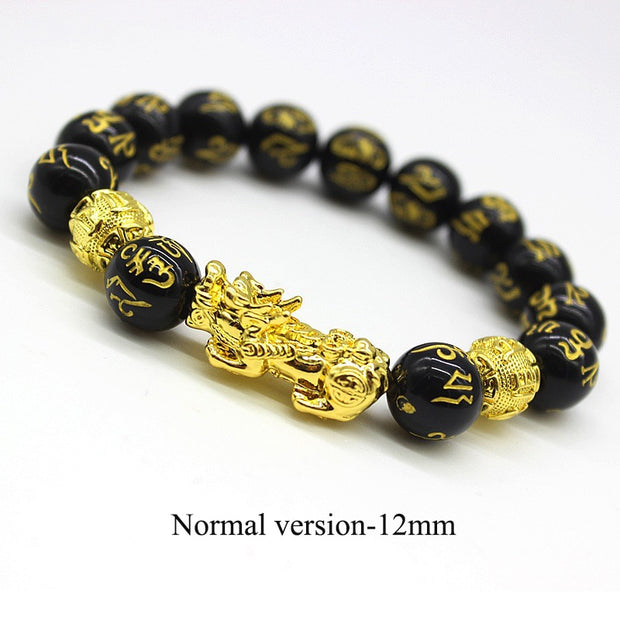 2PCS Obsidian Stone Beads Luck and Wealth Bracelet