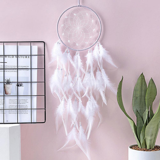 Feathered Lace Ribbon Heart Dream Catcher w/ or w/o lights