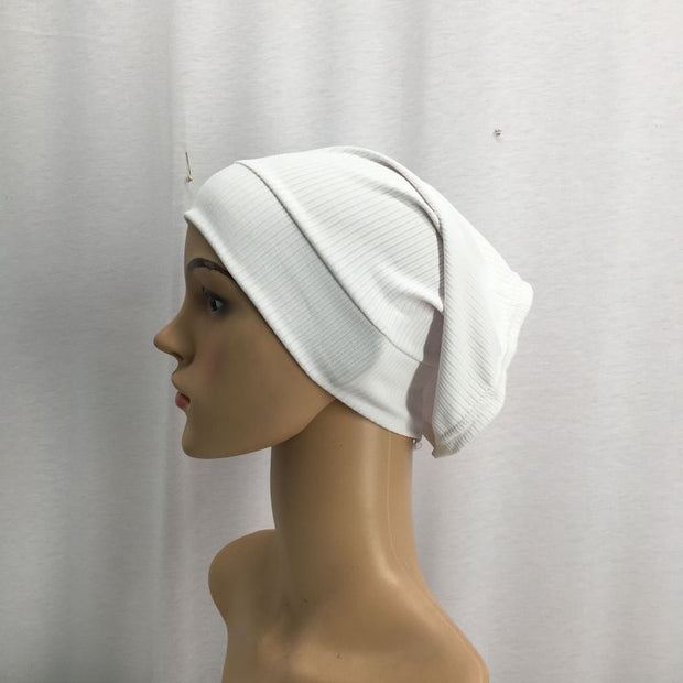 Women Ribbed Inner Underscarf Bonnet Stretch Caps