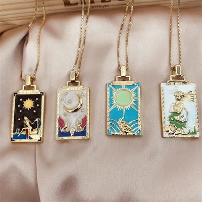 Vintage Colorful Tarot Cards Necklaces