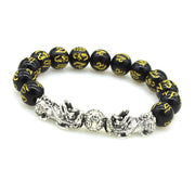 2PCS Obsidian Stone Beads Luck and Wealth Bracelet