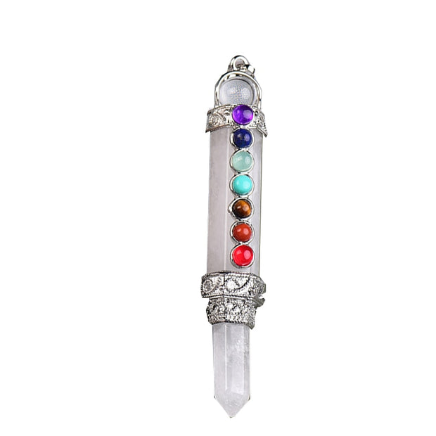 1PC Natural Stone 7 Chakra Pencil Point Pendulum for dowsing