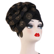 Trendy Women Big Flower with Diamonds Turban Head Wrap