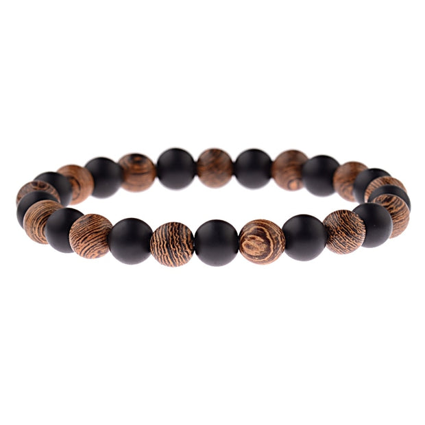 Hot Men Natural Wood Beads Onyx Meditation Prayer Bead Bracelet