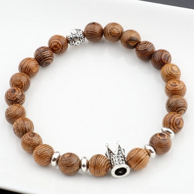 Hot Men Natural Wood Beads Onyx Meditation Prayer Bead Bracelet