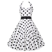 Audrey Hepburn Retro 50s Gothic Pin Up Polka Dot Vintage Halter Dress