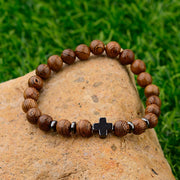 Hot Men Natural Wood Beads Onyx Meditation Prayer Bead Bracelet