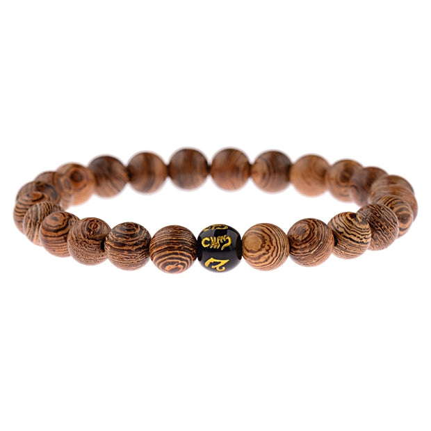 Hot Men Natural Wood Beads Onyx Meditation Prayer Bead Bracelet