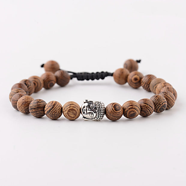 Hot Men Natural Wood Beads Onyx Meditation Prayer Bead Bracelet