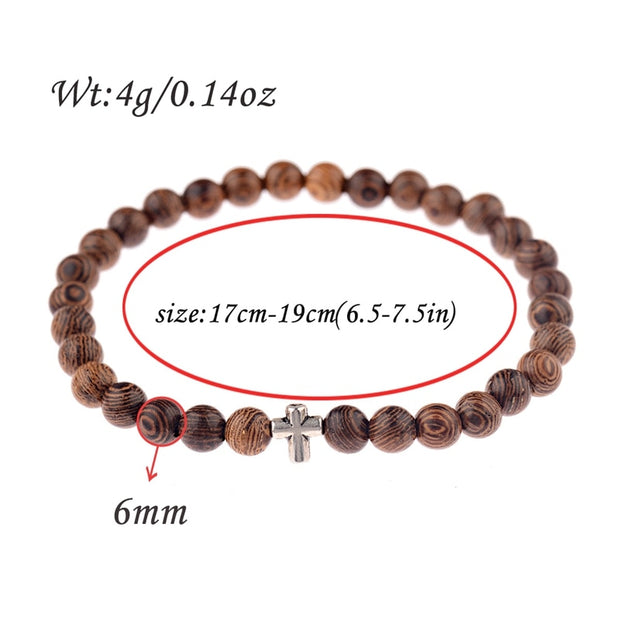 Hot Men Natural Wood Beads Onyx Meditation Prayer Bead Bracelet