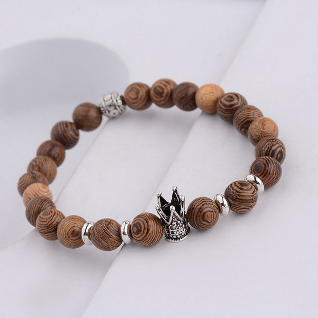 Hot Men Natural Wood Beads Onyx Meditation Prayer Bead Bracelet