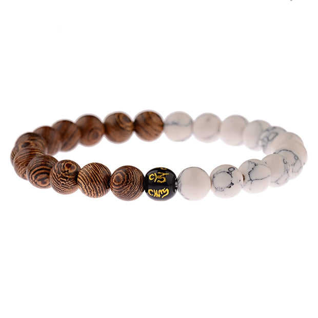 Hot Men Natural Wood Beads Onyx Meditation Prayer Bead Bracelet