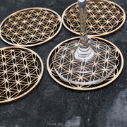 Flower Of Life Spiritual Wooden Coasters