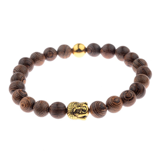 Hot Men Natural Wood Beads Onyx Meditation Prayer Bead Bracelet