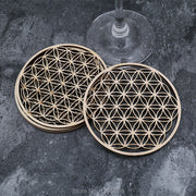 Flower Of Life Spiritual Wooden Coasters