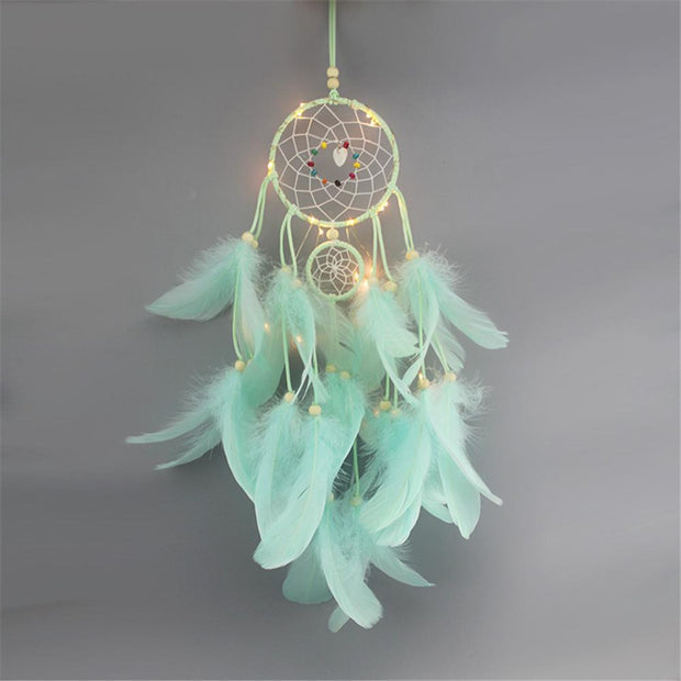 Feathered Lace Ribbon Heart Dream Catcher w/ or w/o lights