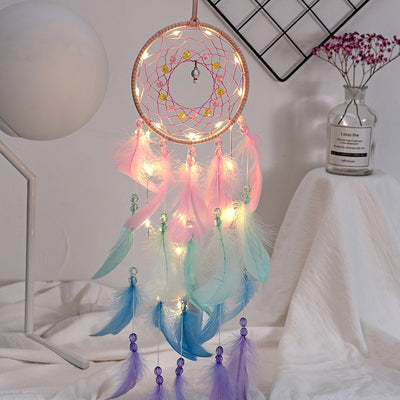 Colorful True Light up Feather Dream Catcher