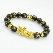 2PCS Obsidian Stone Beads Luck and Wealth Bracelet