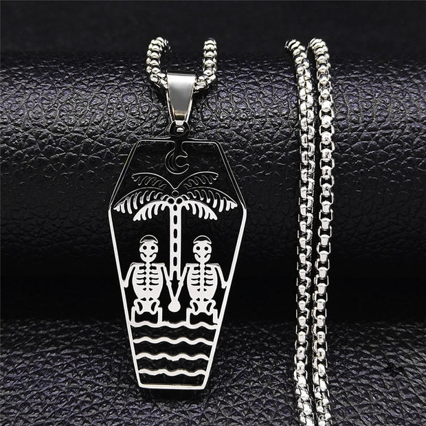 Gothic Couple Stainless Steel Love Necklace