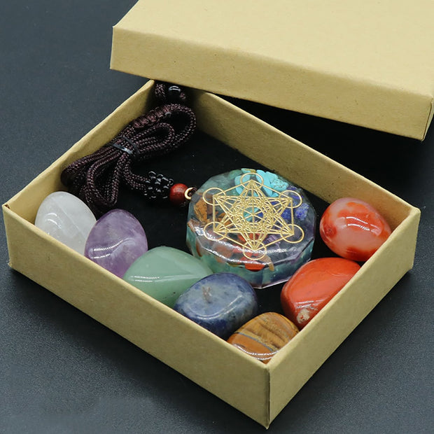 Orgone Pendant Kit w/ 7 Chakra Healing Crystals Stones