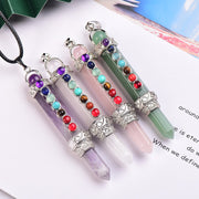 1PC Natural Stone 7 Chakra Pencil Point Pendulum for dowsing