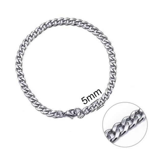 3-11 mm Men Stainless Steel Chain Bracelet