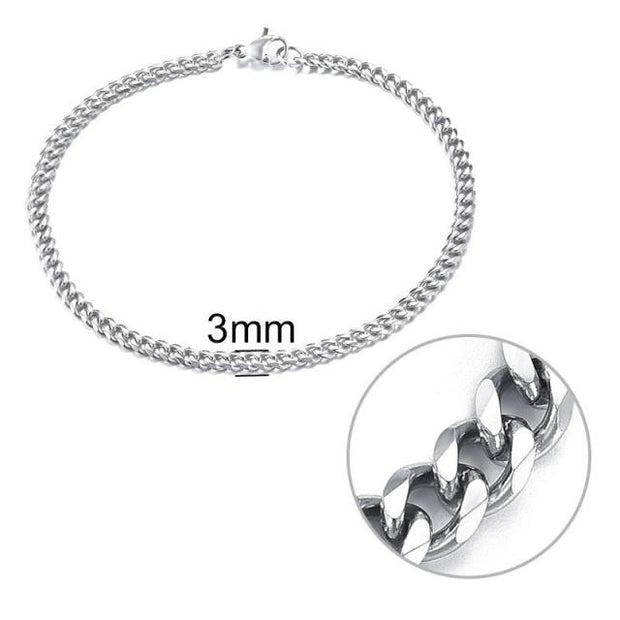 3-11 mm Men Stainless Steel Chain Bracelet