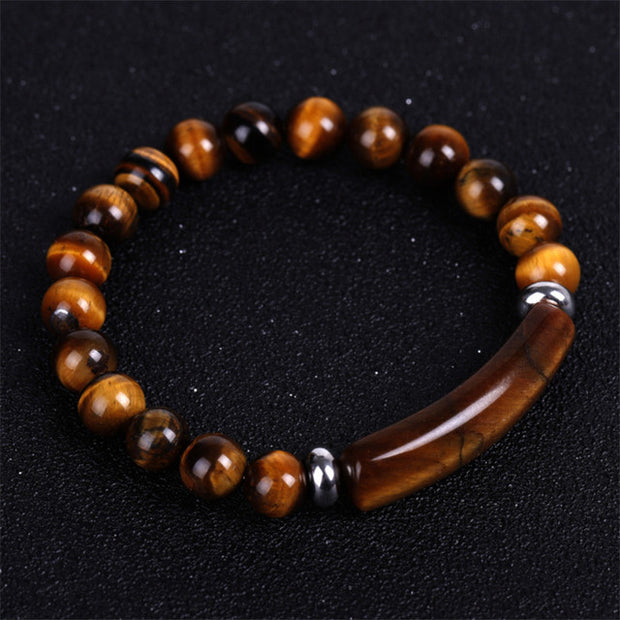 8mm Natural Stone Reiki Healing Rectangle Bar Charm Beaded Bracelets