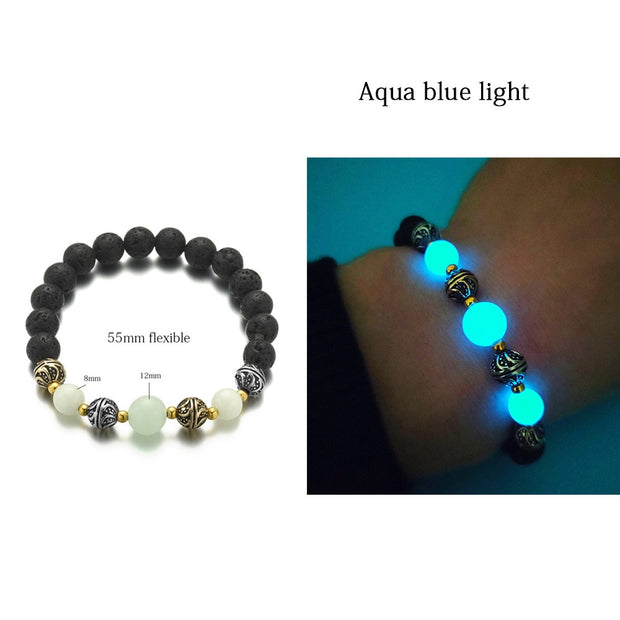 Luminous Glow In The Dark Natural Stone Yoga Healing Bracelet for Men and Women