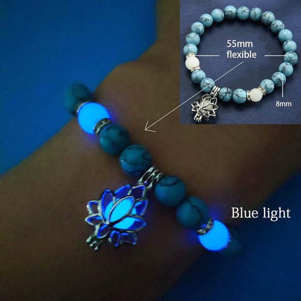 Luminous Glow In The Dark Natural Stone Yoga Healing Bracelet for Men and Women