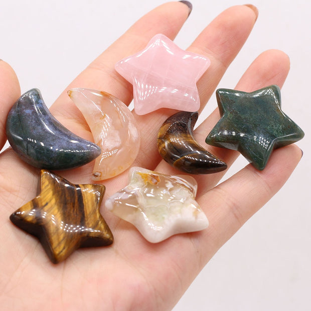 Natural Stone Star/Moon Shape Crystal Gemstone