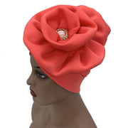 Trendy Women Big Flower with Diamonds Turban Head Wrap