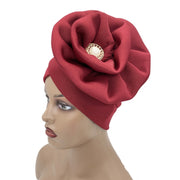 Trendy Women Big Flower with Diamonds Turban Head Wrap